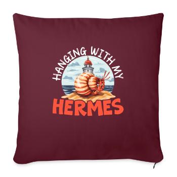 Mignon bernard-l’ermite crabes crustacés - Housse de coussin décorative 45 x 45 cm - bordeaux - Devant