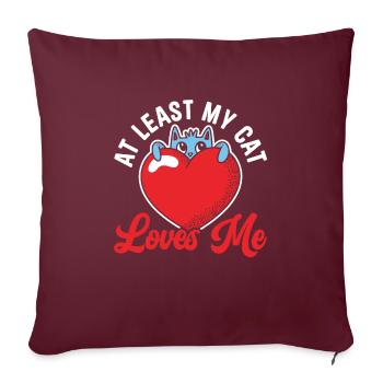Cadeau de la Saint-Valentin 14 février chat mignon - Housse de coussin décorative 45 x 45 cm - bordeaux - Devant