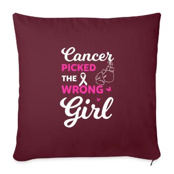 Mauvaise fille choisie - Sensibilisation au cancer - Housse de coussin décorative 45 x 45 cm - bordeaux - Devant