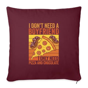 Pizza et chocolat : mes vrais amours - Housse de coussin décorative 45 x 45 cm - bordeaux - Devant