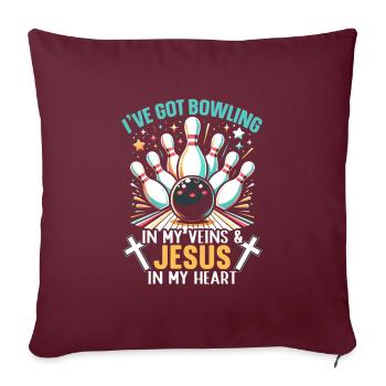 Drôle boule de bowling Bowling piste Pins Sports - Housse de coussin décorative 45 x 45 cm - bordeaux - Devant