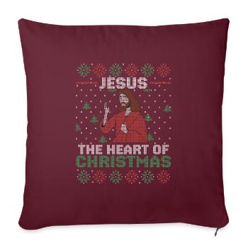 Jesus Christus Weihnachten Religiöser - Sofakissenbezug 45 x 45 cm - Burgunderrot - Vorne