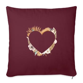 Fleurs de cœur personnalisables Boho - Housse de coussin décorative 45 x 45 cm - bordeaux - Devant