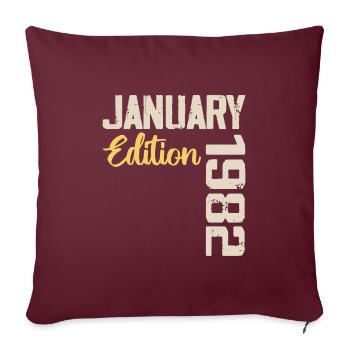 Cadeau D'anniversaire Nées En Janvier 1982 - 1982 - Housse de coussin décorative 45 x 45 cm - bordeaux - Devant