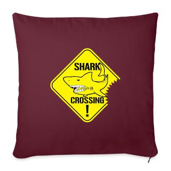 Panneaux d’avertissement de passage de requins - Housse de coussin décorative 45 x 45 cm - bordeaux - Devant