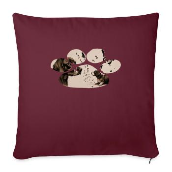 Le chien et le papillon - Housse de coussin décorative 45 x 45 cm - bordeaux - Devant