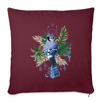 Oiseau tropical d’été cadeau énergie fleur art - Housse de coussin décorative 45 x 45 cm - bordeaux - Devant