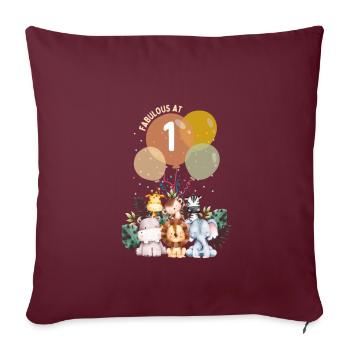 Fabuleux premier safari d’animaux d’anniversaire pour enfants - Housse de coussin décorative 45 x 45 cm - bordeaux - Devant