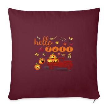 Bonjour Automne Funny shirt citrouille automne Halloween - Housse de coussin décorative 45 x 45 cm - bordeaux - Devant