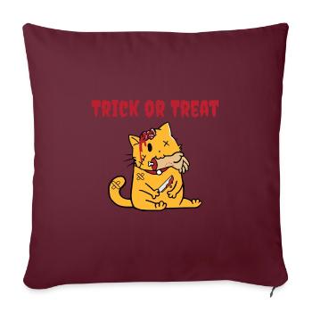 Trick Or Treat - Chat zombie - Housse de coussin décorative 45 x 45 cm - bordeaux - Devant