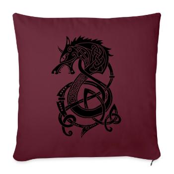 Dragon-loup viking (noir) - Housse de coussin décorative 45 x 45 cm - bordeaux - Devant