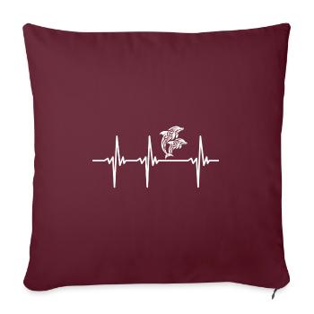 Battement de cœur pour deux dauphins sauteurs - Housse de coussin décorative 45 x 45 cm - bordeaux - Devant