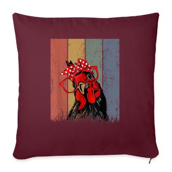 Fille douce poulet avec bandana lunettes bandeau - Housse de coussin décorative 45 x 45 cm - bordeaux - Devant
