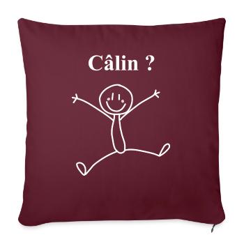 Fais moi un câlin - Housse de coussin décorative 45 x 45 cm - bordeaux - Devant