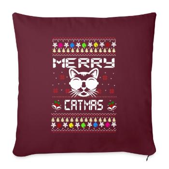 Conception de Noël - Joyeux CATMAS - Housse de coussin décorative 45 x 45 cm - bordeaux - Devant