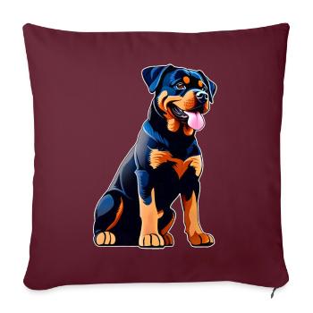 Rottweiler mignon dans un style comique - Housse de coussin décorative 45 x 45 cm - bordeaux - Devant