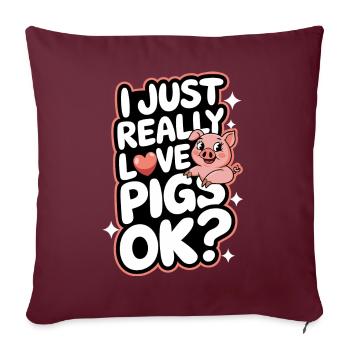 Animal cochon - Housse de coussin décorative 45 x 45 cm - bordeaux - Devant