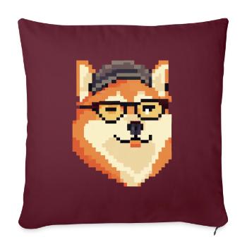 Shiba Inu Pixel Art Amateurs de chiens - Housse de coussin décorative 45 x 45 cm - bordeaux - Devant
