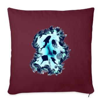 Sous l'eau dans la mer avec la vie marine pour les plongeurs - Housse de coussin décorative 45 x 45 cm - bordeaux - Devant