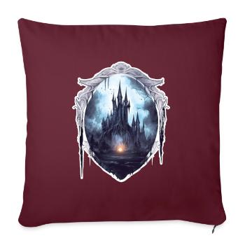 Château gothique Mystique Horreur Fantaisie - Housse de coussin décorative 45 x 45 cm - bordeaux - Devant