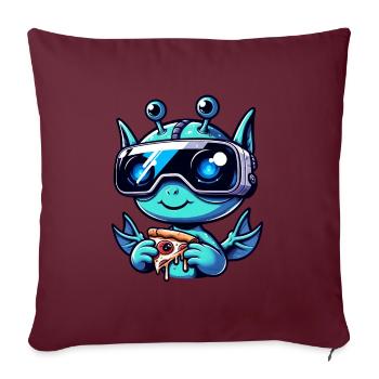 Alien Sci-Fi VR Pizza Party, Alien Amusement - Housse de coussin décorative 45 x 45 cm - bordeaux - Devant