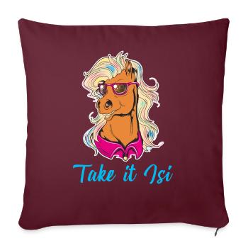 Island Chevaux Island Poney islandais Équitation Take it Isi - Housse de coussin décorative 45 x 45 cm - bordeaux - Devant