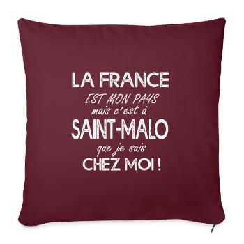 SAINT MALO c'est chez moi-breton T shirt bretagne - Housse de coussin décorative 45 x 45 cm - bordeaux - Devant