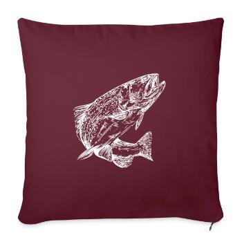 Truite arc-en-ciel vintage dans le saut - Housse de coussin décorative 45 x 45 cm - bordeaux - Devant