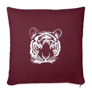 Tiger Großkatze mit Vintage Streifenmuster - Sofakissenbezug 45 x 45 cm - Burgunderrot - Vorne