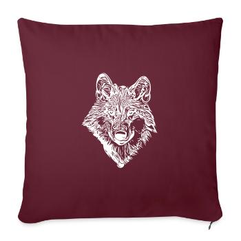 Mignon élégant portrait de loup vintage - Housse de coussin décorative 45 x 45 cm - bordeaux - Devant