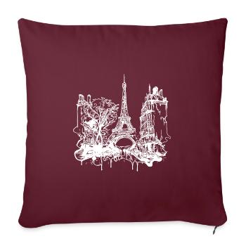 France Capitale Paris Tourisme - Housse de coussin décorative 45 x 45 cm - bordeaux - Devant