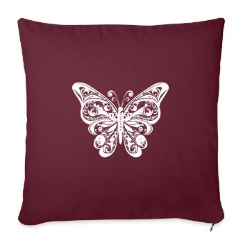 Style élégant de tatouage de papillon vintage - Housse de coussin décorative 45 x 45 cm - bordeaux - Devant