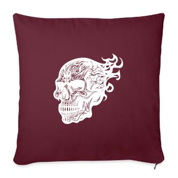 Brennender Tattoo Feuer Schädel - Sofakissenbezug 45 x 45 cm - Burgunderrot - Vorne
