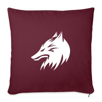 Style de tatouage de portrait de tête de loup - Housse de coussin décorative 45 x 45 cm - bordeaux - Devant