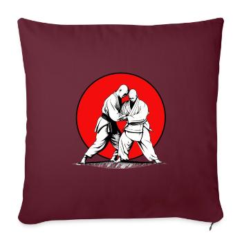 Combattants sportifs d’arts martiaux d’Aïkido au coucher du soleil - Housse de coussin décorative 45 x 45 cm - bordeaux - Devant