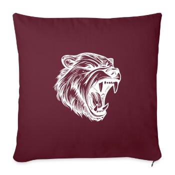 Portrait de tatouage d’ours en colère avec des dents pointues - Housse de coussin décorative 45 x 45 cm - bordeaux - Devant