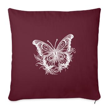 Style Tatouage de fleur Papillon - Housse de coussin décorative 45 x 45 cm - bordeaux - Devant