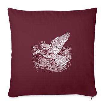 Elégante mouette volante au-dessus de l’eau - Housse de coussin décorative 45 x 45 cm - bordeaux - Devant