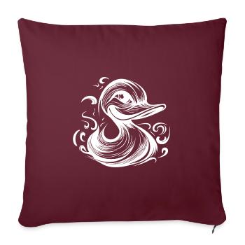 Drôle de canard souriant avec un énorme bec - Housse de coussin décorative 45 x 45 cm - bordeaux - Devant