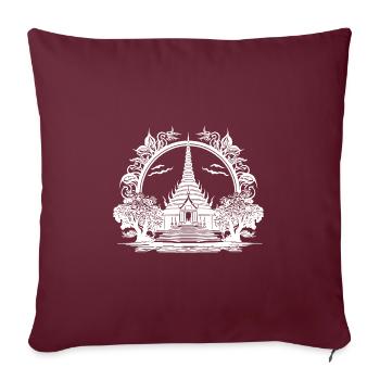 Temple exotique de Thaïlande - Housse de coussin décorative 45 x 45 cm - bordeaux - Devant