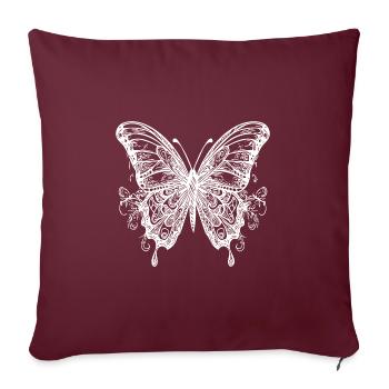 Papillon de style tatouage avec des ailes - Housse de coussin décorative 45 x 45 cm - bordeaux - Devant