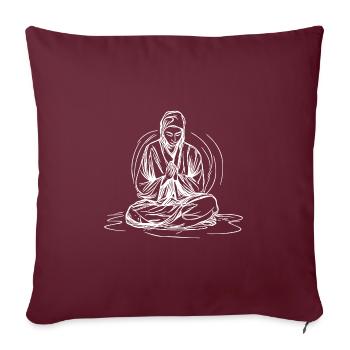 Jeune moine bouddhiste en méditation profonde - Housse de coussin décorative 45 x 45 cm - bordeaux - Devant