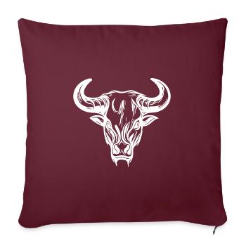 Taureau sauvage avec d’énormes cornes - Housse de coussin décorative 45 x 45 cm - bordeaux - Devant