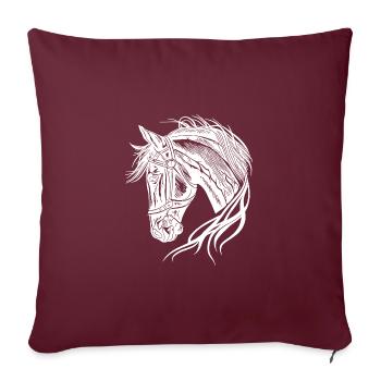 Schöner Hengst mit eleganter wehender Mähne - Sofakissenbezug 45 x 45 cm - Burgunderrot - Vorne