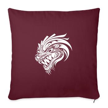 Dragon chinois rugissant dans le style de tatouage - Housse de coussin décorative 45 x 45 cm - bordeaux - Devant