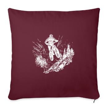 Vététistes à vélo en haut de la montagne - Housse de coussin décorative 45 x 45 cm - bordeaux - Devant