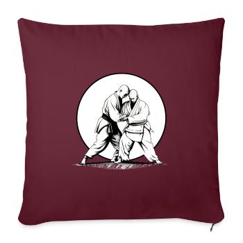 Combattant sportif d’arts martiaux d’Aïkido au coucher du soleil - Housse de coussin décorative 45 x 45 cm - bordeaux - Devant