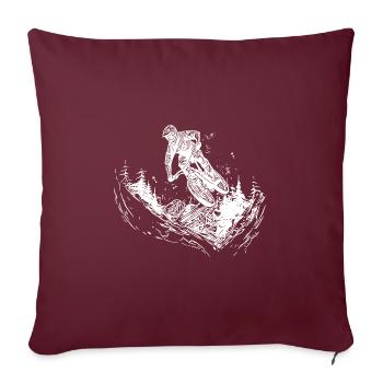 Saut VTT vélo descente en forêt - Housse de coussin décorative 45 x 45 cm - bordeaux - Devant