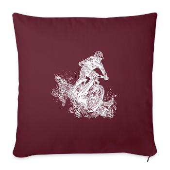 Cyclistes VTT Boue de pluie Descente - Housse de coussin décorative 45 x 45 cm - bordeaux - Devant