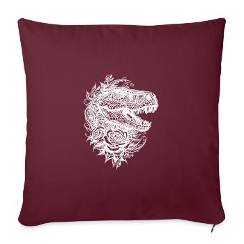 Dinosaure en tatouage de fleur Roses style Dino - Housse de coussin décorative 45 x 45 cm - bordeaux - Devant